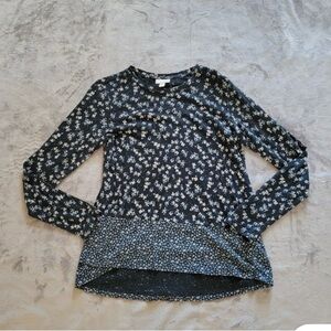 J. Jill Blue and White Floral Long Sleeve Top